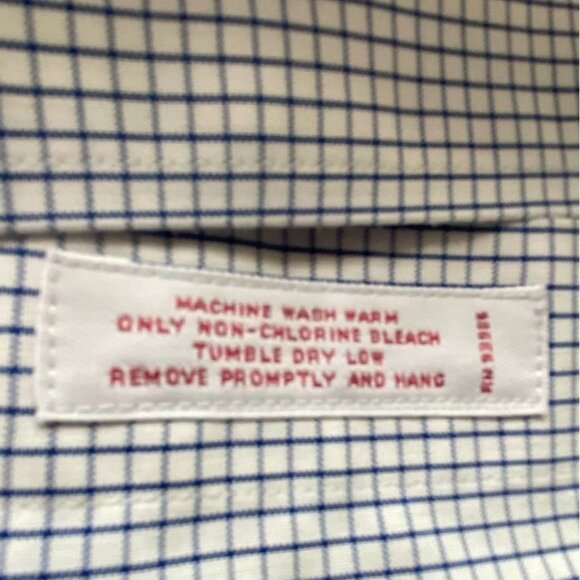 Brooks Brothers Men's Shirt 17.5 346 Non-Iron Regular Fit Blue Checkered Cotton - Picture 6 of 6